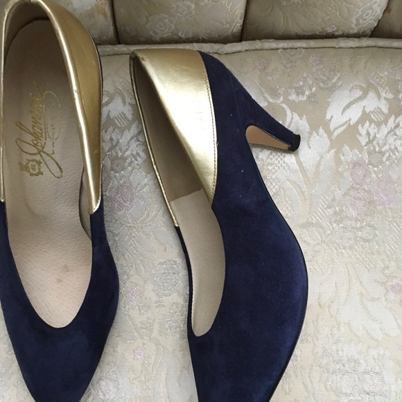 Vintage Johansen Navy Blue Suede Leather 7.5 M - Picture 3 of 8